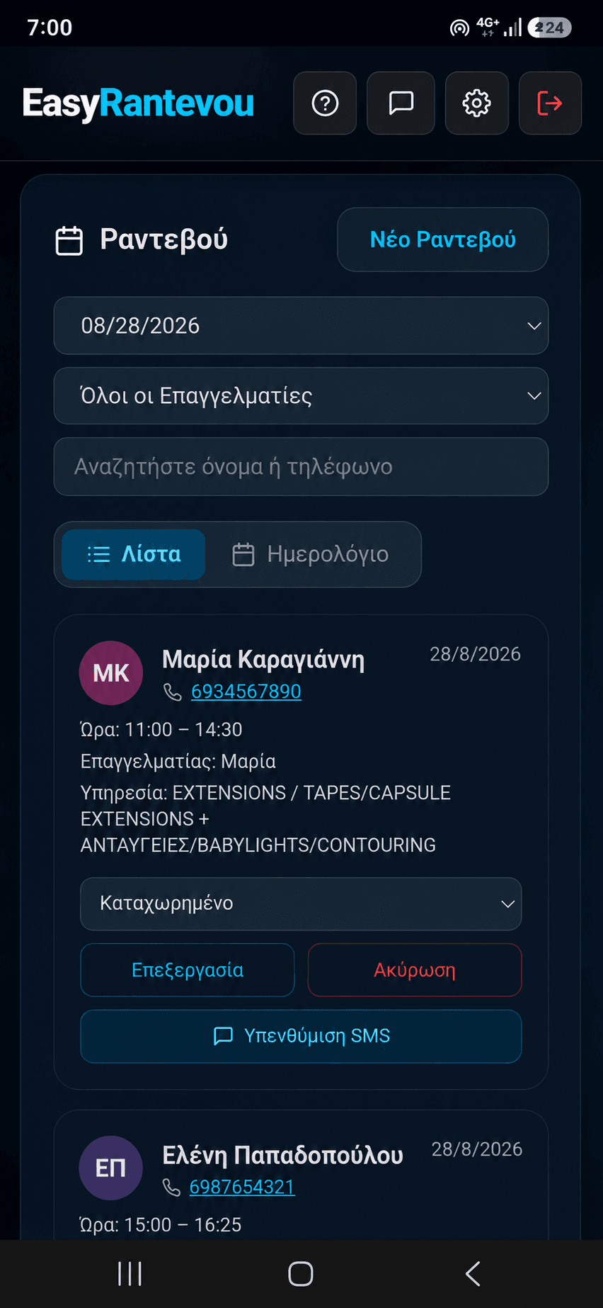 Διαχειριστικό επιχείρησης σε κινητό